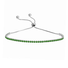 Load image into Gallery viewer, Sterling Silver Rhodium Plated Green CZ Lariat Bracelet