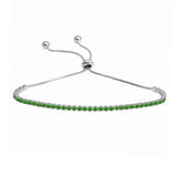 Sterling Silver Rhodium Plated Green CZ Lariat Bracelet