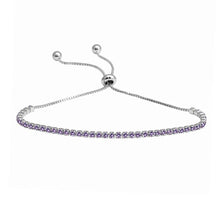 Load image into Gallery viewer, Sterling Silver Rhodium Plated Purple CZ Lariat Bracelet