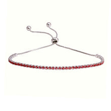 Load image into Gallery viewer, Sterling Silver Rhodium Plated Red CZ Lariat Bracelet