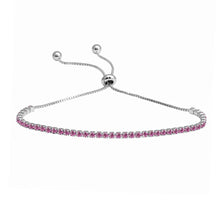 Load image into Gallery viewer, Sterling Silver Rhodium Plated Pink CZ Lariat Bracelet