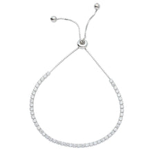 Load image into Gallery viewer, Sterling Silver Rhodium Plated CZ Lariat Bracelet