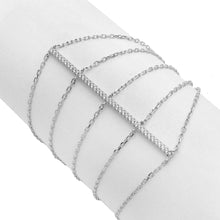 Load image into Gallery viewer, Sterling Silver Rhodium Plated CZ Line Multi Chain Bracelet