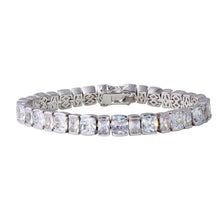 Load image into Gallery viewer, Sterling Silver Rhodium Plated Square Cushion CZ Tennis Bracelet