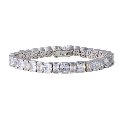 Sterling Silver Rhodium Plated Square Cushion CZ Tennis Bracelet