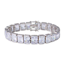 Load image into Gallery viewer, Sterling Silver Rhodium Plated Rectangle Cushion CZ Tennis Bracelet