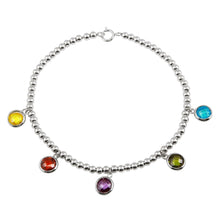 Load image into Gallery viewer, Sterling Silver Rhodium Plated Multi Color Round CZ Stone Bracelet