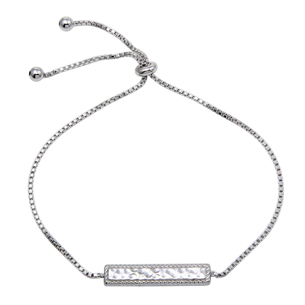 Sterling Silver Rhodium Plated Bar Lariat Necklace