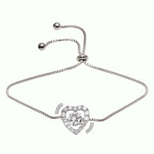 Load image into Gallery viewer, Sterling Silver Rhodium Plated Heart Dancing CZ Lariat Bracelet