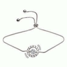 Load image into Gallery viewer, Sterling Silver Rhodium Plated Round Dancing CZ Lariat Bracelet