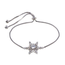 Load image into Gallery viewer, Sterling Silver Rhodium Plated Lariat Snow Flake CZ Bracelet - silverdepot