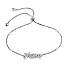 Load image into Gallery viewer, Sterling Silver Rhodium Plated Lariat Mom CZ Bracelet - silverdepot
