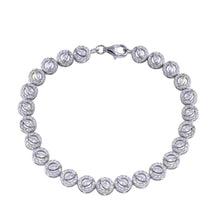 Load image into Gallery viewer, Sterling Silver Rhodium Plated Flower Clear CZ Bracelet