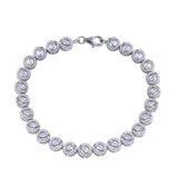 Sterling Silver Rhodium Plated Flower Clear CZ Bracelet