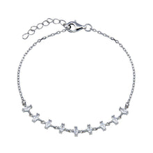 Load image into Gallery viewer, Sterling Silver Rhodium Plated CZ Chain Bracelet