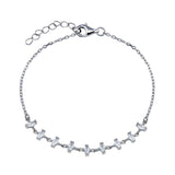 Sterling Silver Rhodium Plated CZ Chain Bracelet