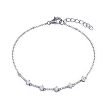 Load image into Gallery viewer, Sterling Silver Rhodium Plated CZ Link Chain Bracelet