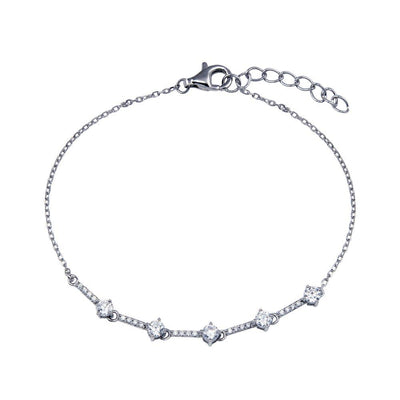 Sterling Silver Rhodium Plated CZ Link Chain Bracelet