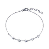 Sterling Silver Rhodium Plated CZ Link Chain Bracelet