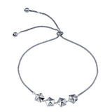 Sterling Silver Rhodium Plated Star Link Adjustable CZ Bracelet