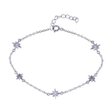 Load image into Gallery viewer, Sterling Silver Rhodium Plated Northstar Clear CZ Adjustable Bracelet