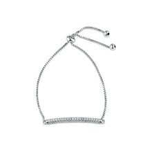 Load image into Gallery viewer, Sterling Silver Rhodium Plated CZ Bar Adjustable Bracelet