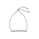 Sterling Silver Rhodium Plated CZ Bar Adjustable Bracelet