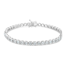Load image into Gallery viewer, Sterling Silver Rhodium Plated Square CZ Tennis Bracelet