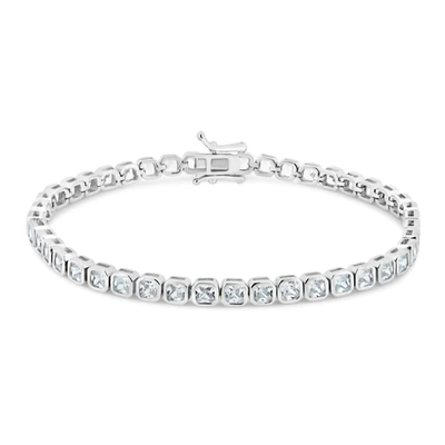 Sterling Silver Rhodium Plated Square CZ Tennis Bracelet