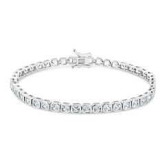 Sterling Silver Rhodium Plated Square CZ Tennis Bracelet