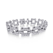 Load image into Gallery viewer, Sterling Silver Rhodium Plated CZ Bike Chain Link Bracelet