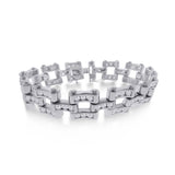 Sterling Silver Rhodium Plated CZ Bike Chain Link Bracelet