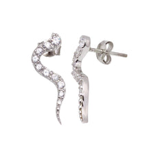 Load image into Gallery viewer, Sterling Silver Rhodium Plated Snake Shaped  Stud Earring With CZ Stones