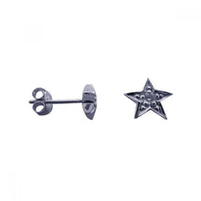 Load image into Gallery viewer, Sterling Silver Classic Star Design Inlaid With Clear CZs Stud Earring