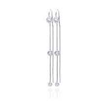 Load image into Gallery viewer, Sterling Silver Trendy Cable Style Trio Round Cut Clear Czs Wire Earring