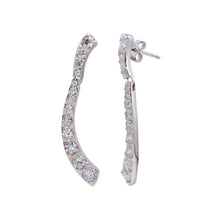 Load image into Gallery viewer, Sterling Silver Classic Curve Style Inlaid With Clear Czs Stud Earring