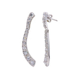 Sterling Silver Classic Curve Style Inlaid With Clear Czs Stud Earring