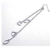 Sterling Silver Fashionable Double Strand Open Hearts and Marqui Design Dangle Hook Earring