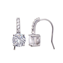 Load image into Gallery viewer, Serling Silver Chic Round Design with Clear Czs Dangle Hook Earring