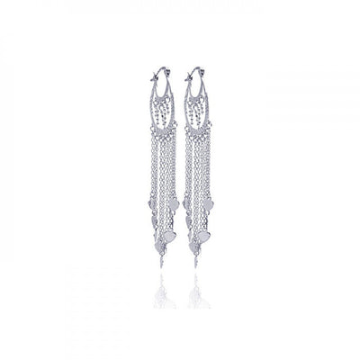 Sterling Silver Rhodium Plated Chandelier Ladies Jewelry Earrings