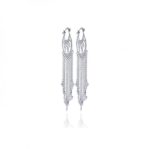 Sterling Silver Rhodium Plated Chandelier Ladies Jewelry Earrings