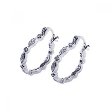 Load image into Gallery viewer, Sterling Silver Rhodium Plated Circle Marqui  Hoop Earring With CZ Stones