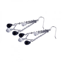 Load image into Gallery viewer, Sterling silver Sophisticated Chandelier Design With Hanging  Black and Clear Czs Dangle Stud Earring