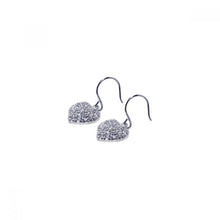 Load image into Gallery viewer, Sterling Silver Modish Paved Heart Design Dangle Hook Earring