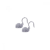 Sterling Silver Modish Paved Heart Design Dangle Hook Earring