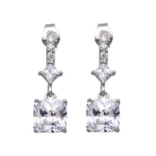 Load image into Gallery viewer, Sterling Silver Classy Diamond and Princess Cut Clear Cz Link Dangle Stud Earring