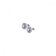 Load image into Gallery viewer, Sterling Silver Nickel Free Rhodium Plated Round Circle Shaped  Stud Earring With CZ Stone