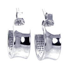 Load image into Gallery viewer, Sterling Silver Nickel Free Rhodium Plated Concave Shaped Huggie Earrings