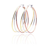 Sterling Silver Nickel Free GoldAnd Rose Gold And Silver Rhodium Plated Plain Hoop Earring