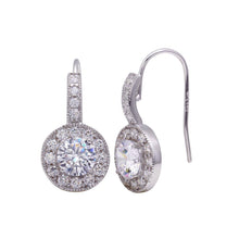 Load image into Gallery viewer, Sterling Silver Elegant Round Shaped Design Embedded with Micro Paved Clear Czs Dangle Hook Earring